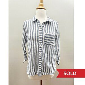 Abercrombie & Fitch Blue Tie Sleeve Shirt S Preppy Coastal Clean Girl Chic